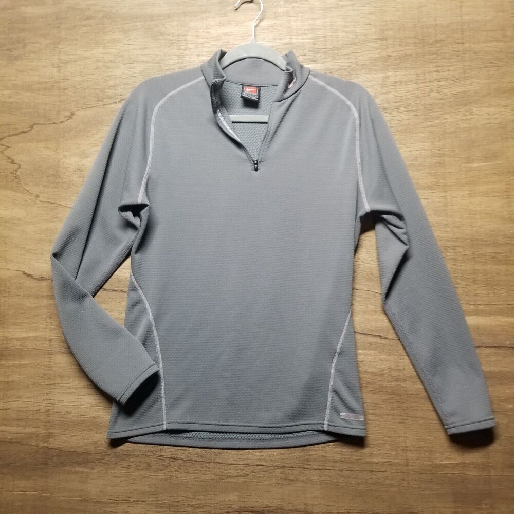 Nike Team Boys L Gray 1/4 Zip Mock Neck Shirt Jacket Lightweight Running XC Golf
